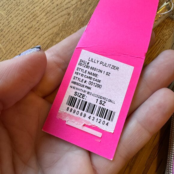 Lilly Pulitzer Key ID Card Case Hibiscus Pink NWT - Picture 3 of 5